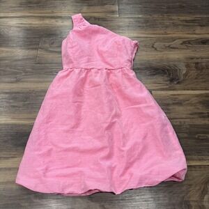 J.Crew Dress Womens 2 Pink One Shoulder Linen Blend Fit & Flare Sundress Party
